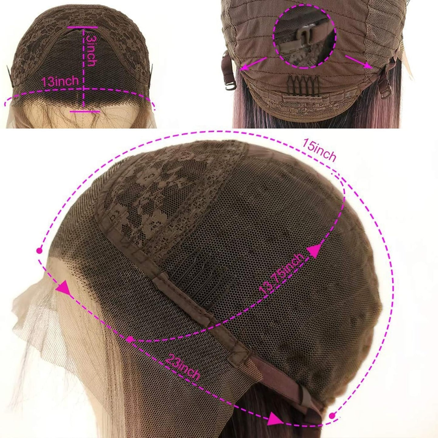 Brown Hair Highlights Lace Front Wig - Long Straight Synthetic Hair, Heat Resistant | 13x3 Size