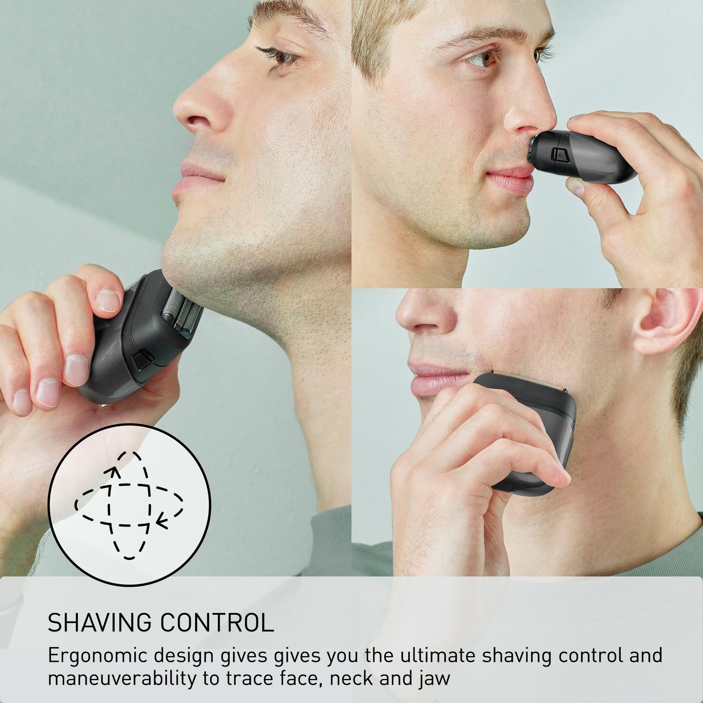Panasonic Swipe Right Travel Shaver for Men, Portable Electric Razor for Men with USB-C Charging, 3-Blade Cutting System and Beard Sensor Technology, Wet/Dry Use, ES-CM3A-K