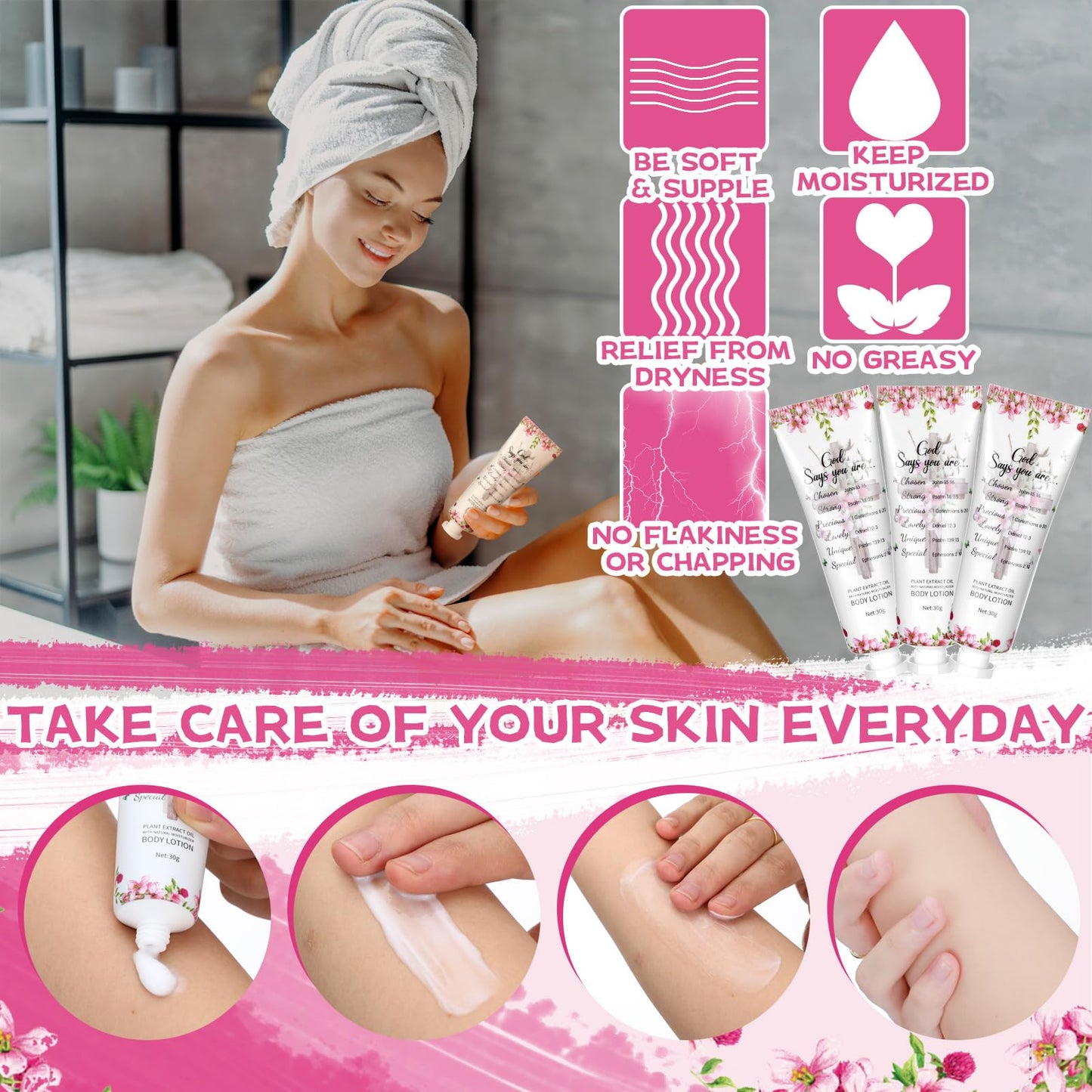 Siifert 48 Pcs Christian Body Lotions Gifts Bulk for Women Mother's Day Church Gifts Mini Travel Christian Lotion Inspirational Bible Verse Body Cream for Family Mom Graduation Teacher Appreciation