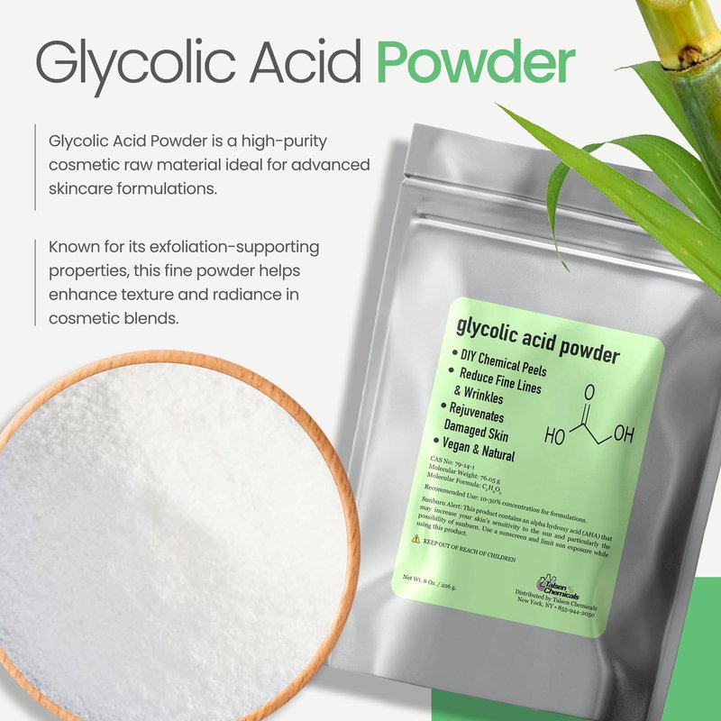 Talsen Chemicals Glycolic Acid Powder DIY Glycolic Crystal Powder is Pure, DIY (8 Oz/226 grams) for Glycolic Acid Face Wash, Glycolic Acid Lotion