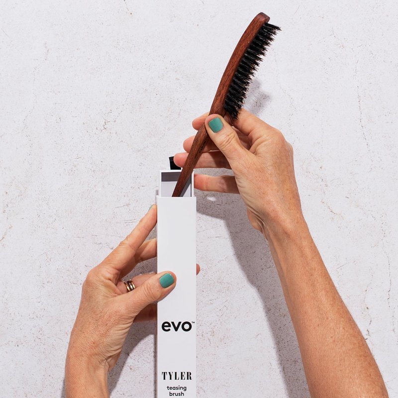 Evo Tyler Boar Bristle Brush, Backcombing Brush For Long & All Hair Types - Precision Styling, Sectioning, Smoothing & Shine