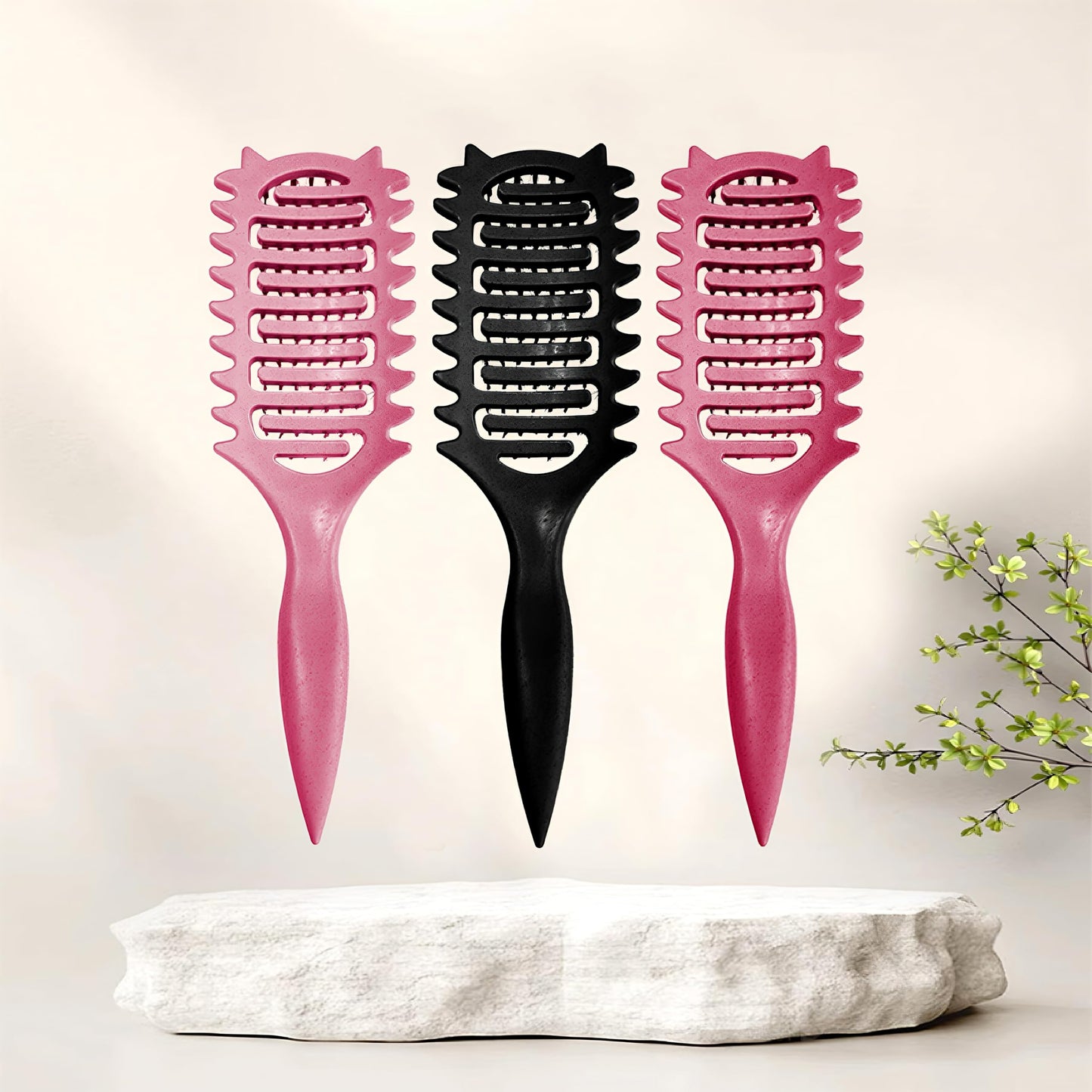 New Curly Hair Brush Ventilated Boar Bristle Hair Brush,Curl Defining Brush,For Curly Hair Wet,Curl Defining Brush For Women And Men(Rose Red)