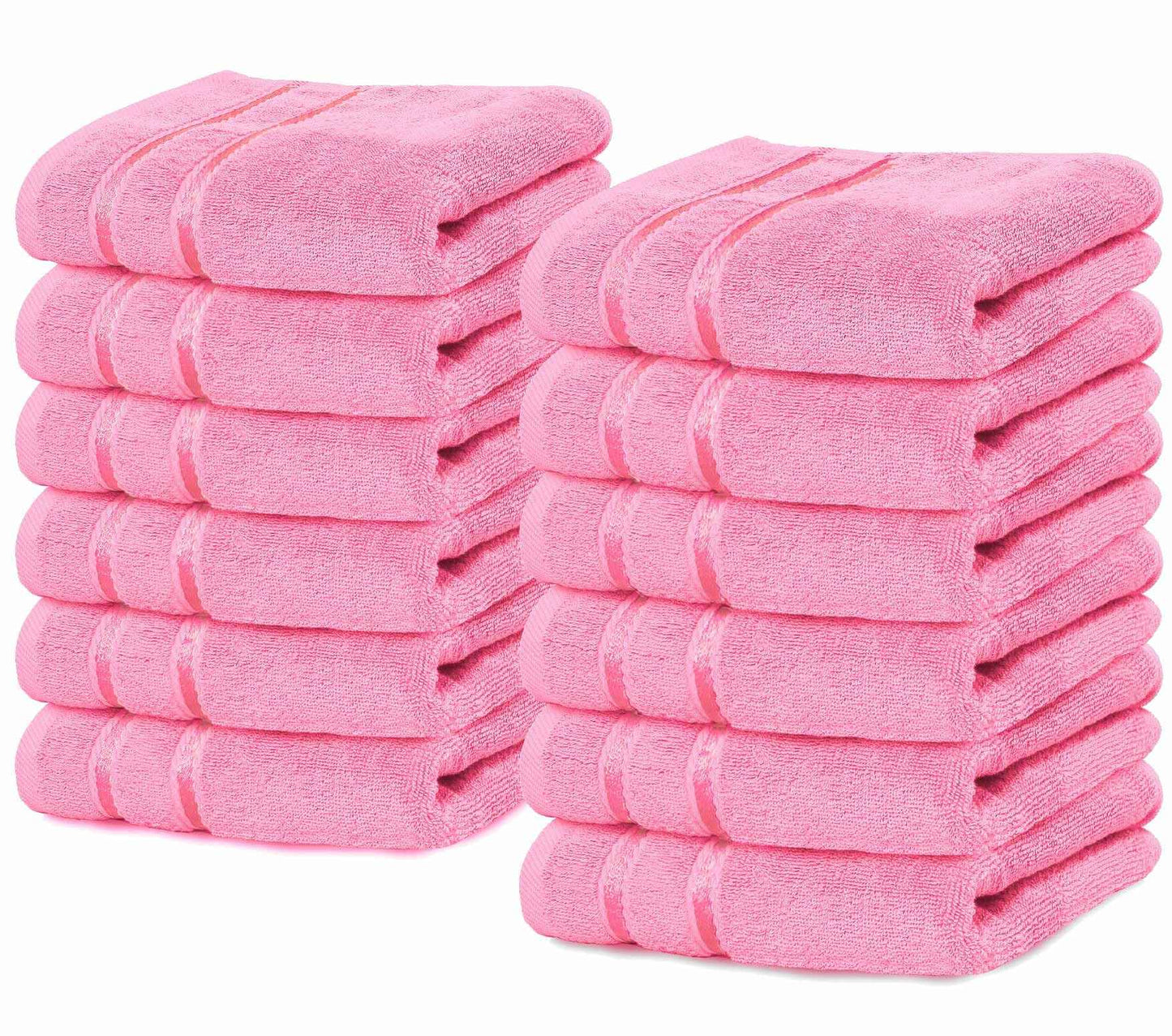 YRALY Luxury Wash Cloths 12 Pack |13x13 Inch | 600 GSM | 100% Ring Spun Cotton Washcloths for Body and Face – Soft and Absorbent Face Towels for Bathroom, Hotel, Spa, Gym (Pink)