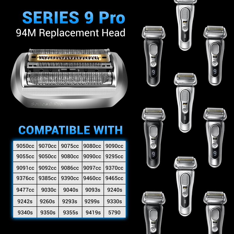 94M Replacement Heads Compatible with Series 9 Electric Shaver Replacement blades,for s9 Sport Replacement Head and Series 9 Pro Electric Razors 9290cc,9291cc,9370cc,9293s,9385cc,9390cc