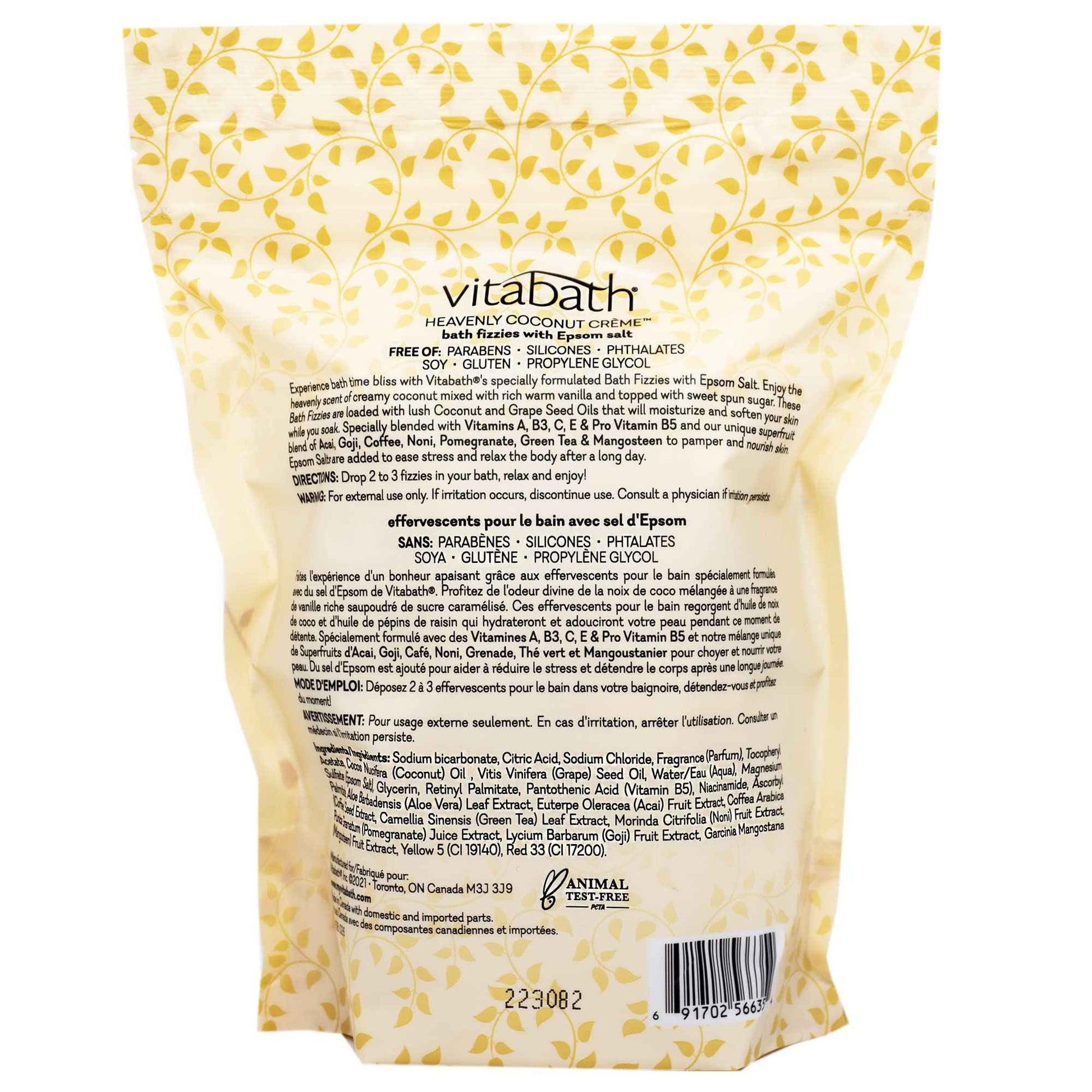 Vitabath Heavenly Coconut Crème Bath Fizzies with Epsom Salt Relax Nourish Unwind Body & Mind Calming Aromatherapy for Muscle Soreness & Reviving Skin Nourishment - 6 Count