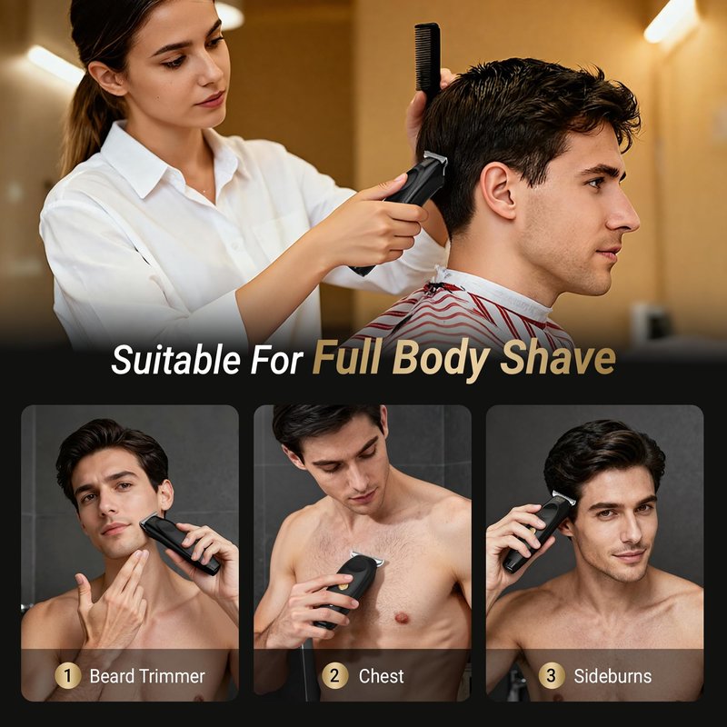 OLOV barber Hair Trimmer for Men, Cordless T-Blade Beard Trimmer, Professional Rechargeable Hair Clippers for Hair Cutting