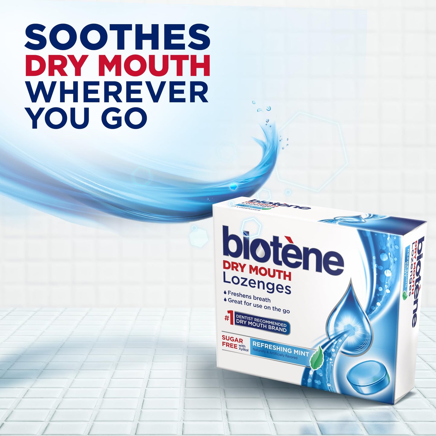 Biotene Dry Mouth Lozenges for Dry Mouth and Fresh Breath, Dry Mouth Relief and Breath Freshener, Refreshing Mint - 27 Count (Pack of 3)