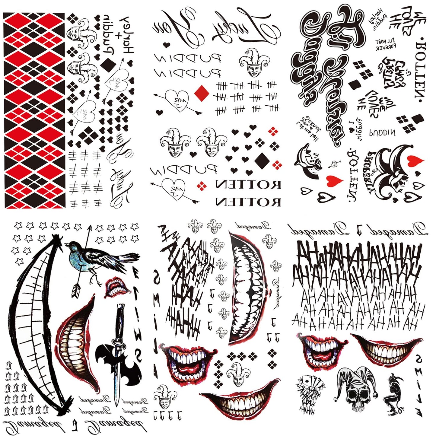 Temporary Tattoo Stickers for Women & Men | 3 Sheets for Halloween Costume & Cosplay