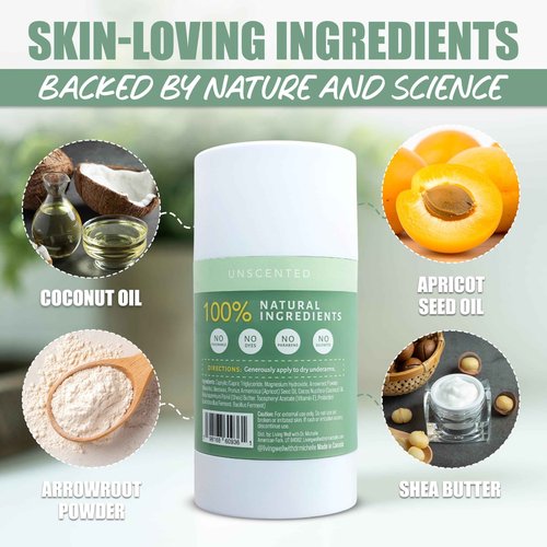Living Well with Dr. Michelle Natural Probiotic Deodorant Stick | Aluminum-Free, Baking Soda-Free | Unscented & Gentle for Sensitive Skin | Long-Lasting Odor Protection for Men & Women
