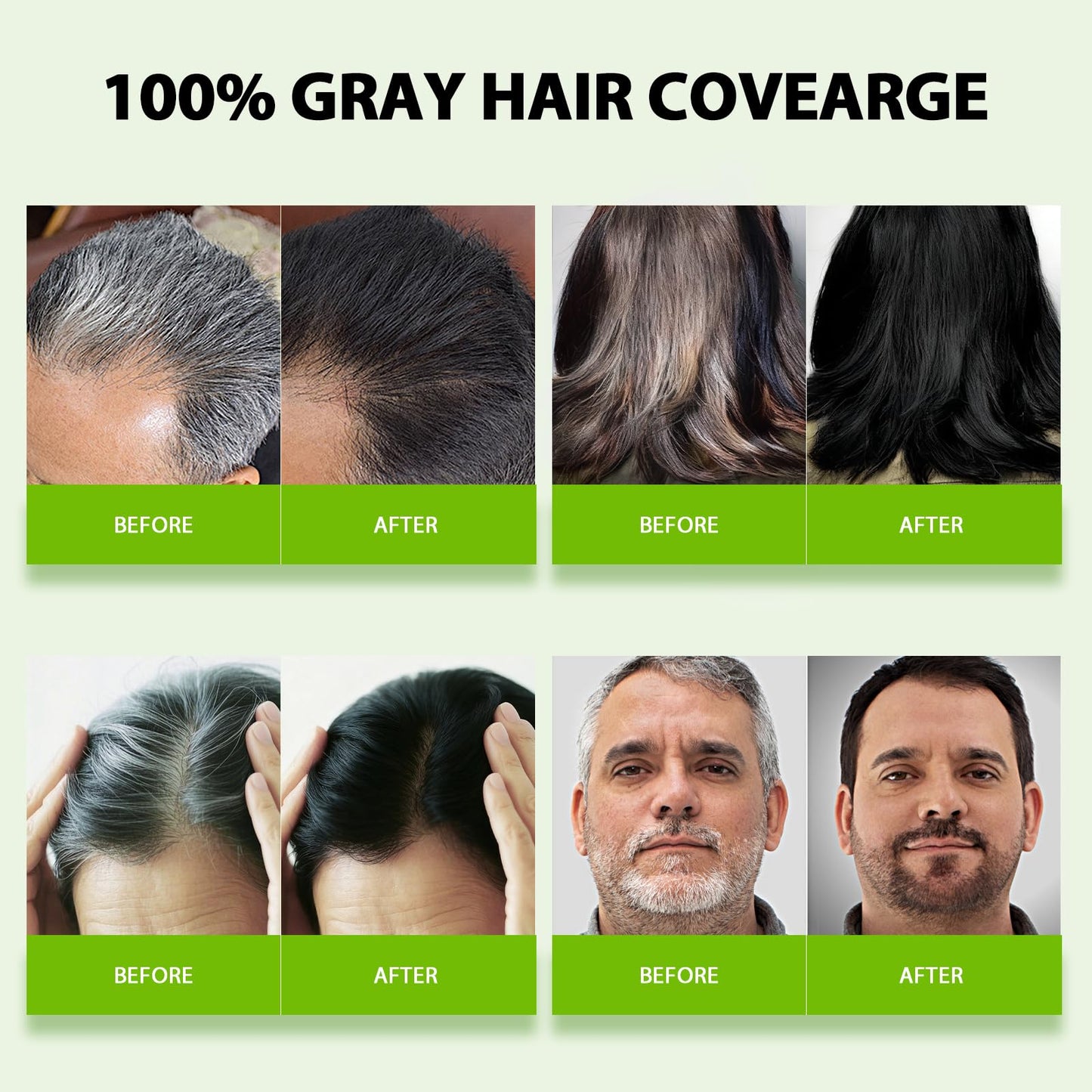 RKQNIER Black Hair Dye Shampoo for Women & Men, 10 Min Gray Coverage, 3 in 1 Semi-Permanent Hair Color Shampoo with Natural Herbal Ingredients