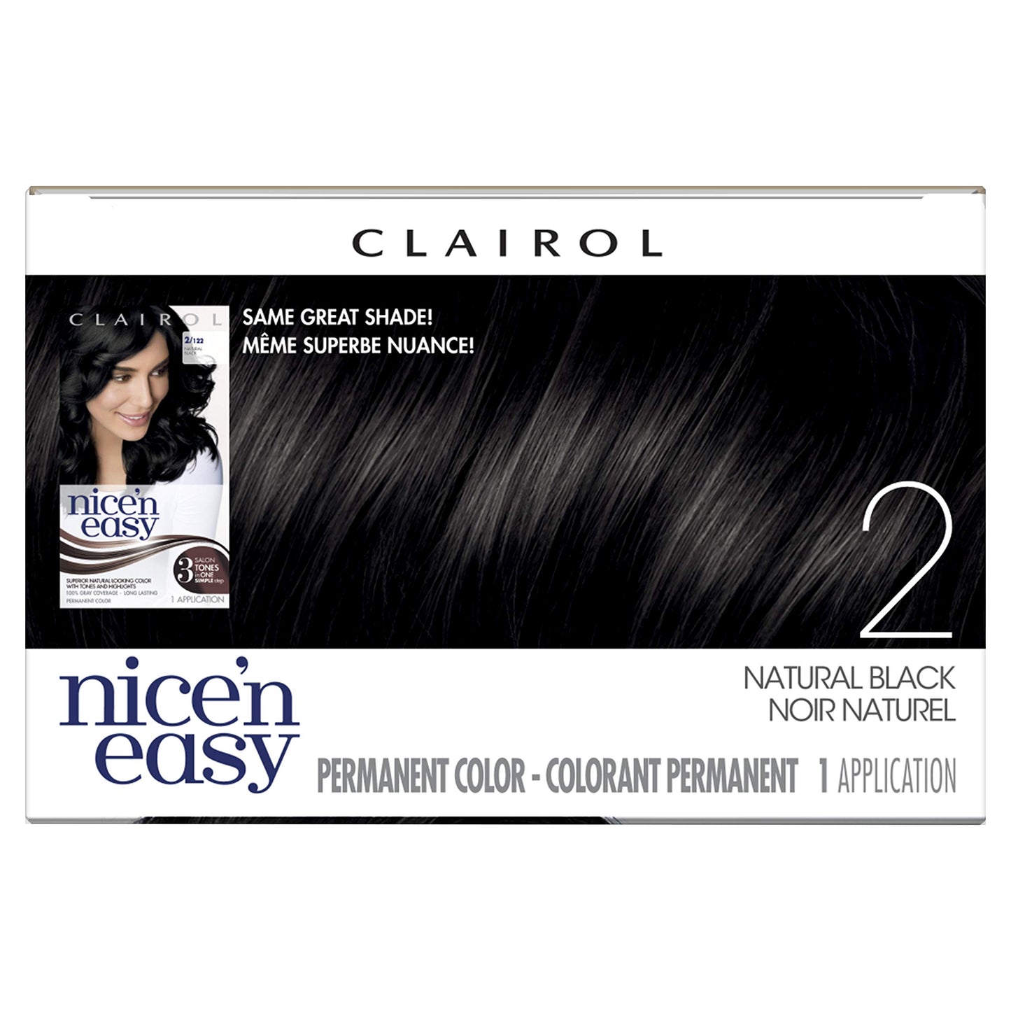 Clairol Nice'n Easy Liquid Permanent Hair Dye, 2 Black Hair Color, Pack of 3