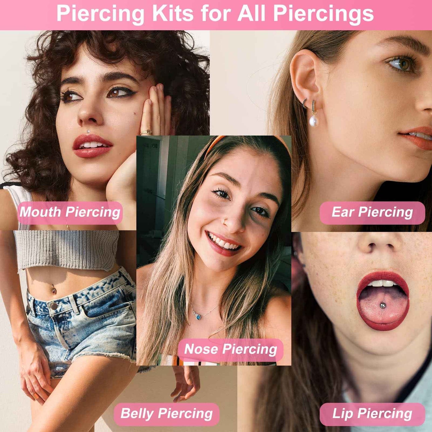 164PCS Body Septum Piercing Kit with 14G/16G/18G/20G Piercing Needles Piercing Jewelry and Tools for Ear Nose Belly Button Nipple Lip Cartilage Eyebrow Tongue Navel Piercing Kit for All Piercings