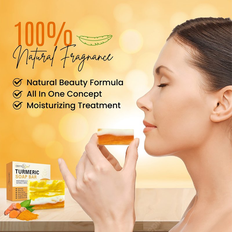 DERMAXGEN Organic Turmeric Soap Bar for Face & Body – Pure Turmeric Soap Bar for Acne, Scars, Uneven Tone, Blemish Control, Sun Damage & Age Spots – Handcrafted Skincare – (Pack of 6)