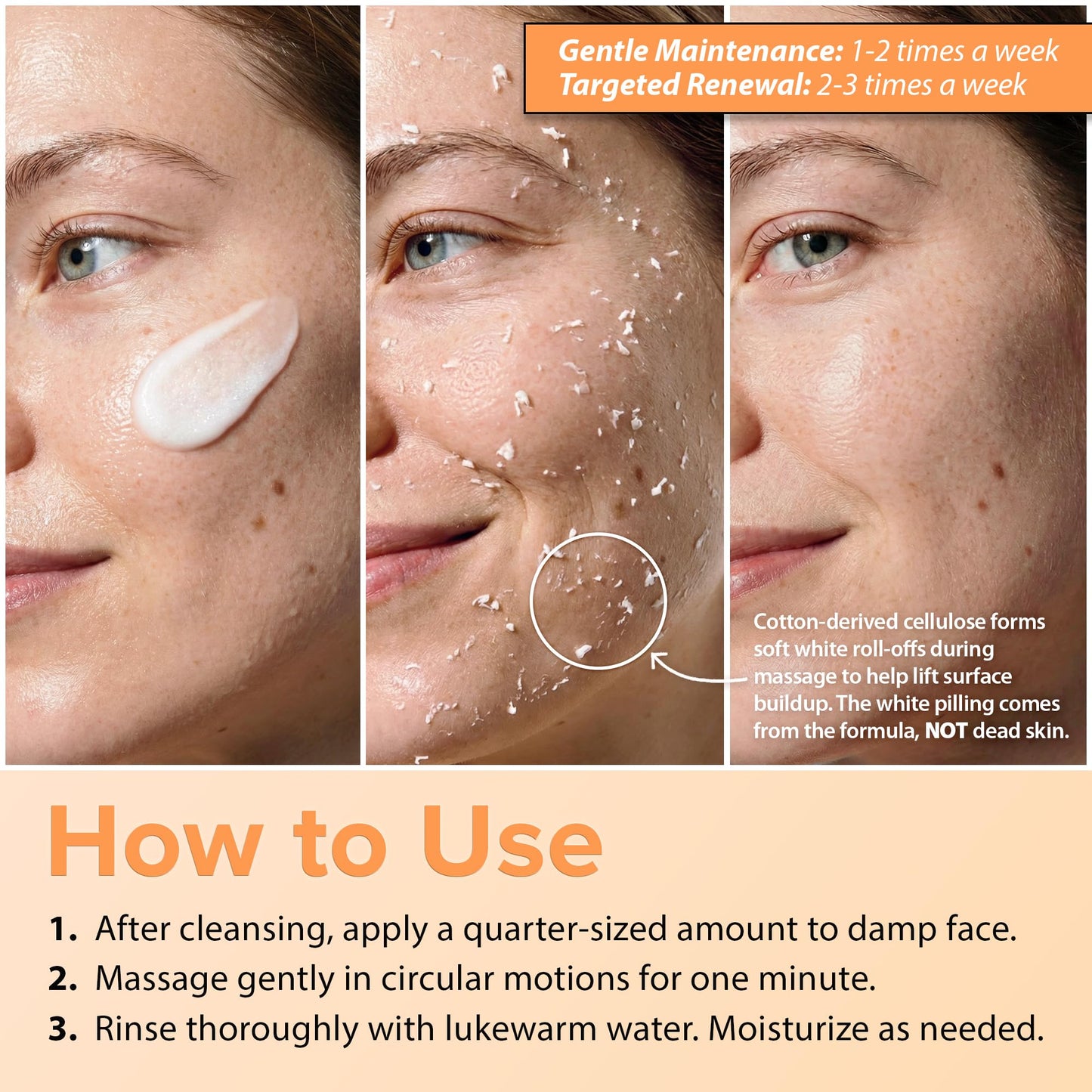 Ebanel 2-Pack Brightening Peeling Gel with Cotton Cellulose, Rice, Papaya, Centella, Hyaluronic Acid for Face and Body, Gentle Exfoliating Face Scrub Gel Peel Wash Pore Cleanser Minimizer Exfoliator