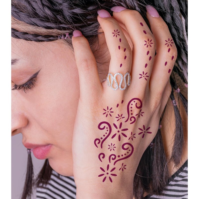 Henna Tattoo Stencils Kit for Hand, 24 Sheets Indian Arabian Temporary Tattoo Template Mehndi Stencil Stickers