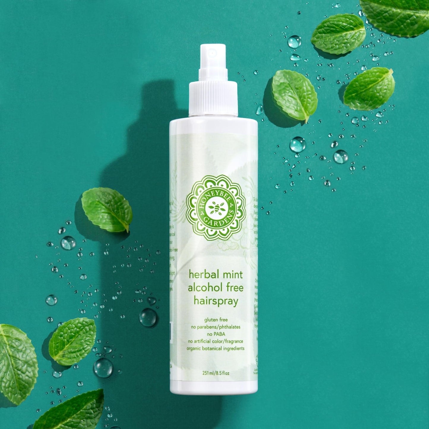 Honeybee Gardens Alcohol-Free Hair Spray, Herbal Mint, Non-Aerosol Strong Hold, 8.5 fl oz