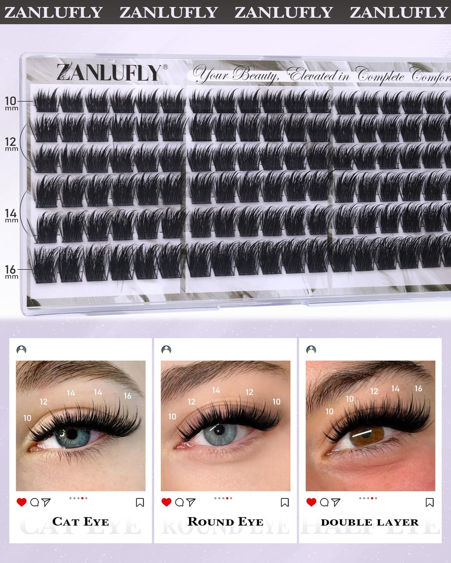 Wispy Lash Clusters Natural Volume Eyelash Clusters 10-16mm Spiky Cluster Eyelash Extensions Faux Mink Lash Extension CC Curly Individual Lashes Soft Thin Band by zanlufly