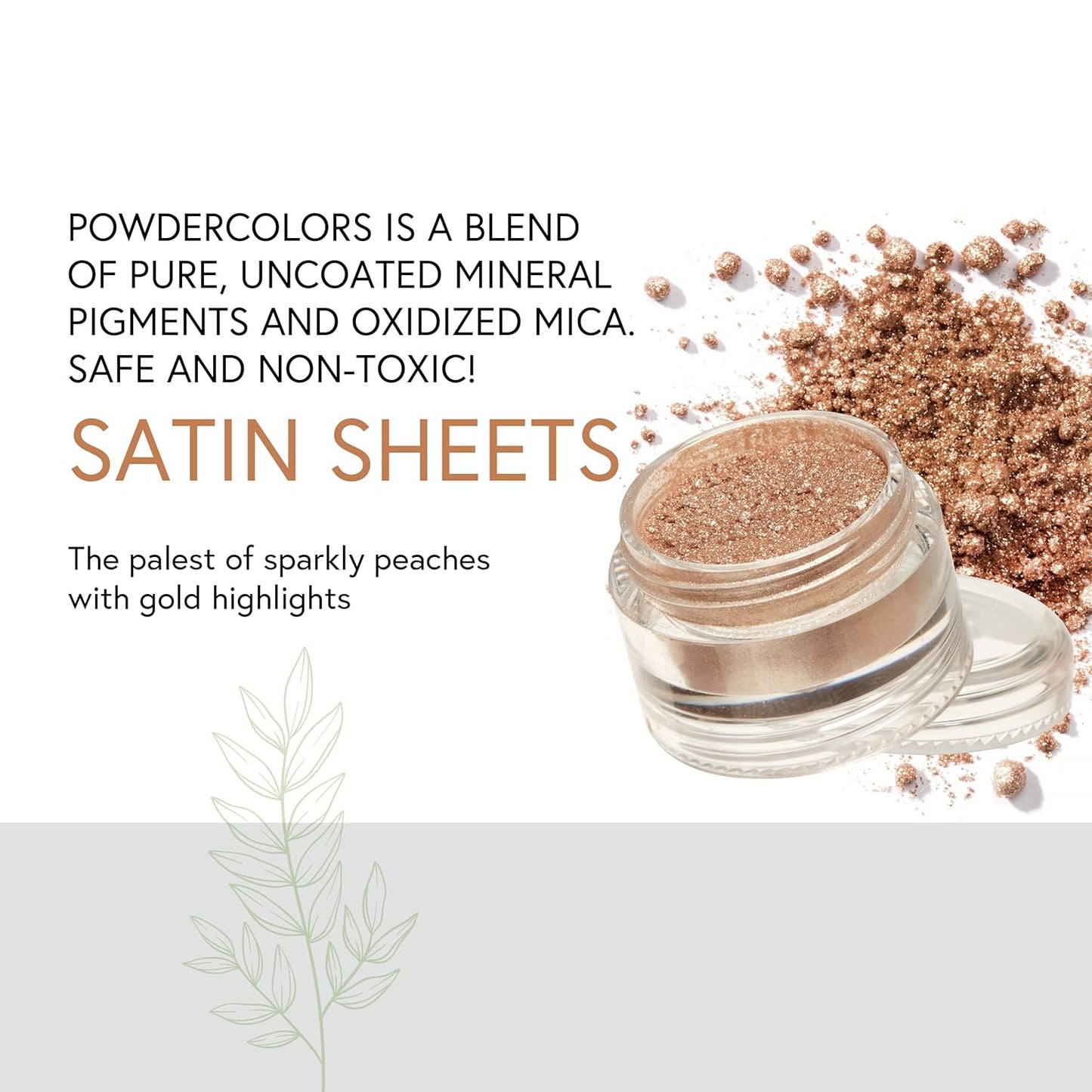 Honeybee Gardens Clean Mineral Eye Shadow - Satin Sheets, Pale Sparkly Peach With Gold Highlights | 2g