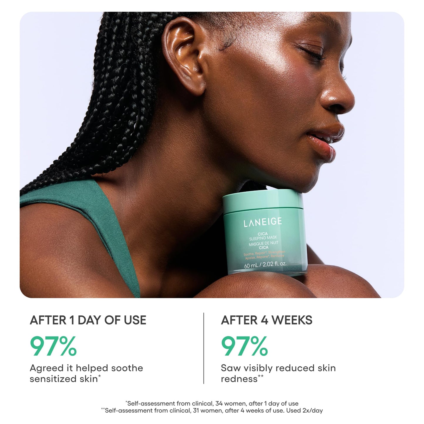 LANEIGE Cica Sleeping Mask: Korean Sensitive Skin Overnight Hydrating Balm Cream Face Mask with Centella Asiatica for Soothing Nourishment & Barrier Repair| Korean Skin Care