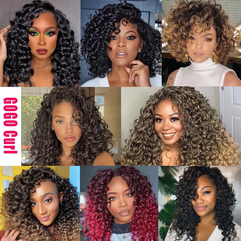 7 Packs GoGo Curl Crochet Hair 18 Inch Long Curly Crochet Hair for Women Beach Curl Water Wave Deep Twist Crochet Braids Synthetic Braiding Hair Extensions (18 Inch, T1B/30/27)