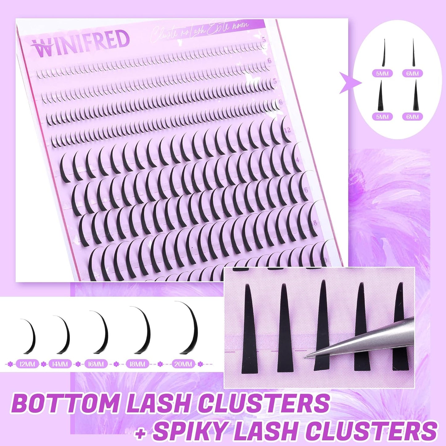 Winifred Bottom Lash Clusters Thick Volume Lower Lash Extension DIY Individual Lashes Bottom Clusters Lashes for Cluster Eyelash Extensions (168pcs)