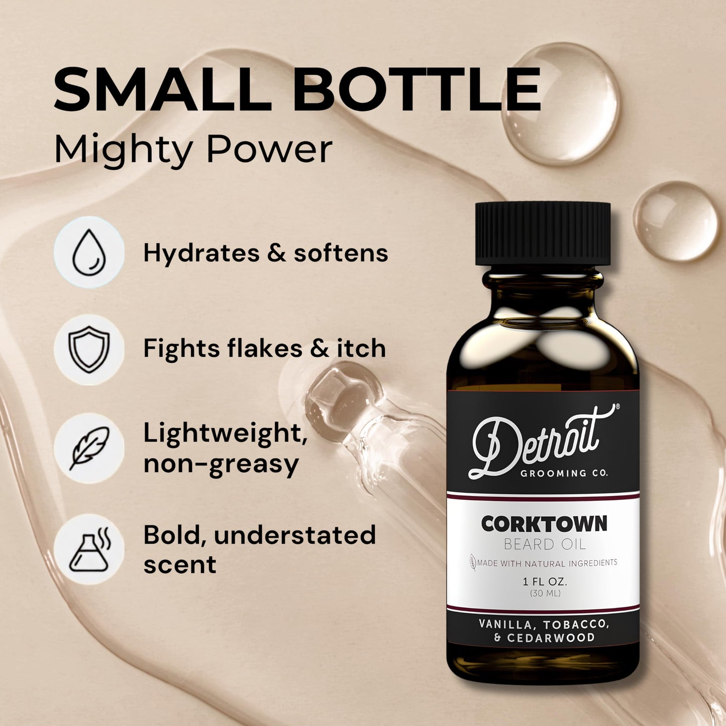 Detroit Grooming Co. Beard Oil | Corktown | Natural Formula, 1 oz