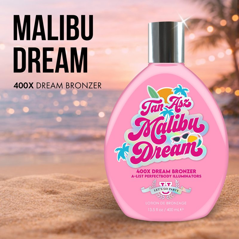 Tan Asz U Malibu Dream Tanning Lotion, 400X Dream Bronzer, A-List Perfectbody Illuminators with Hyaluronic Acid, Peptides & Marine Collagen, 13.5 Fl Oz