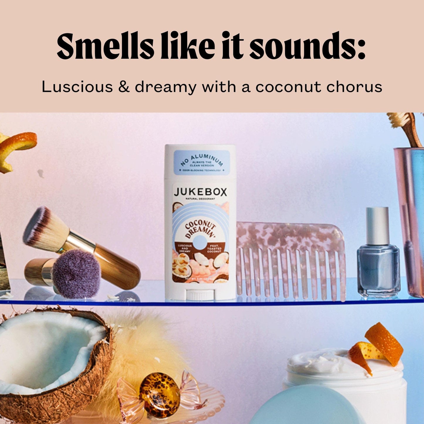 Jukebox Natural Deodorant for Women–Coconut Dreamin'–Aluminum-Free, No Baking Soda, No Harsh Chemicals, Odor Blocking Technology, Toasted Coconut,Sweet Spice,Citrus-a Dr. Squatch Brand-2.65oz, 3 Pack