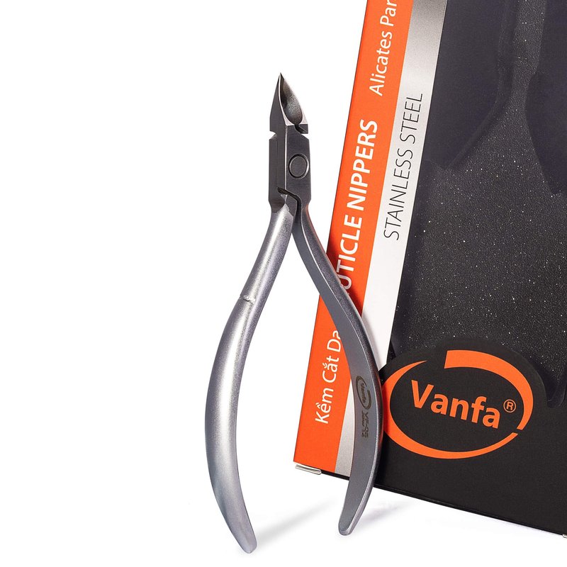 Vanfa Cuticle Nippers, Cuticle Trimmer, Professional Cuticle Cutter - Extremely Sharp - Stainless Steel - Square Head - Single Spring - VF05 Box Jaw #14 (Pack of 1)