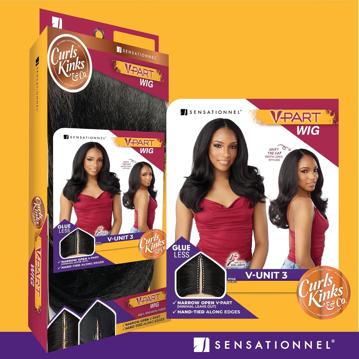 Sensationnel V-Part Wig - Natural Kinky Texture for 3C to 4C Hair | Glueless, Narrow Part, 1B Off Black