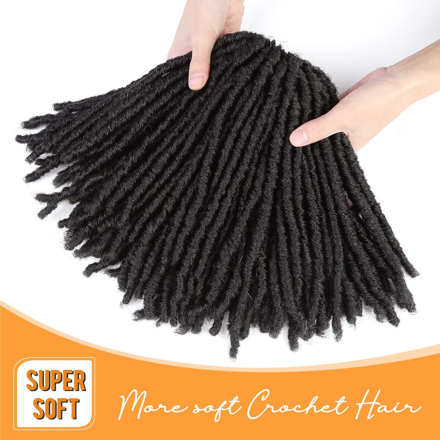 WIGNEE Crochet Hair 120 Strands Faux Locs 8 Inches Soft Locs Pre-Twisted Locs 6 Packs Pre-Looped Crochet Hair for Black Women(8 Inch,1B)