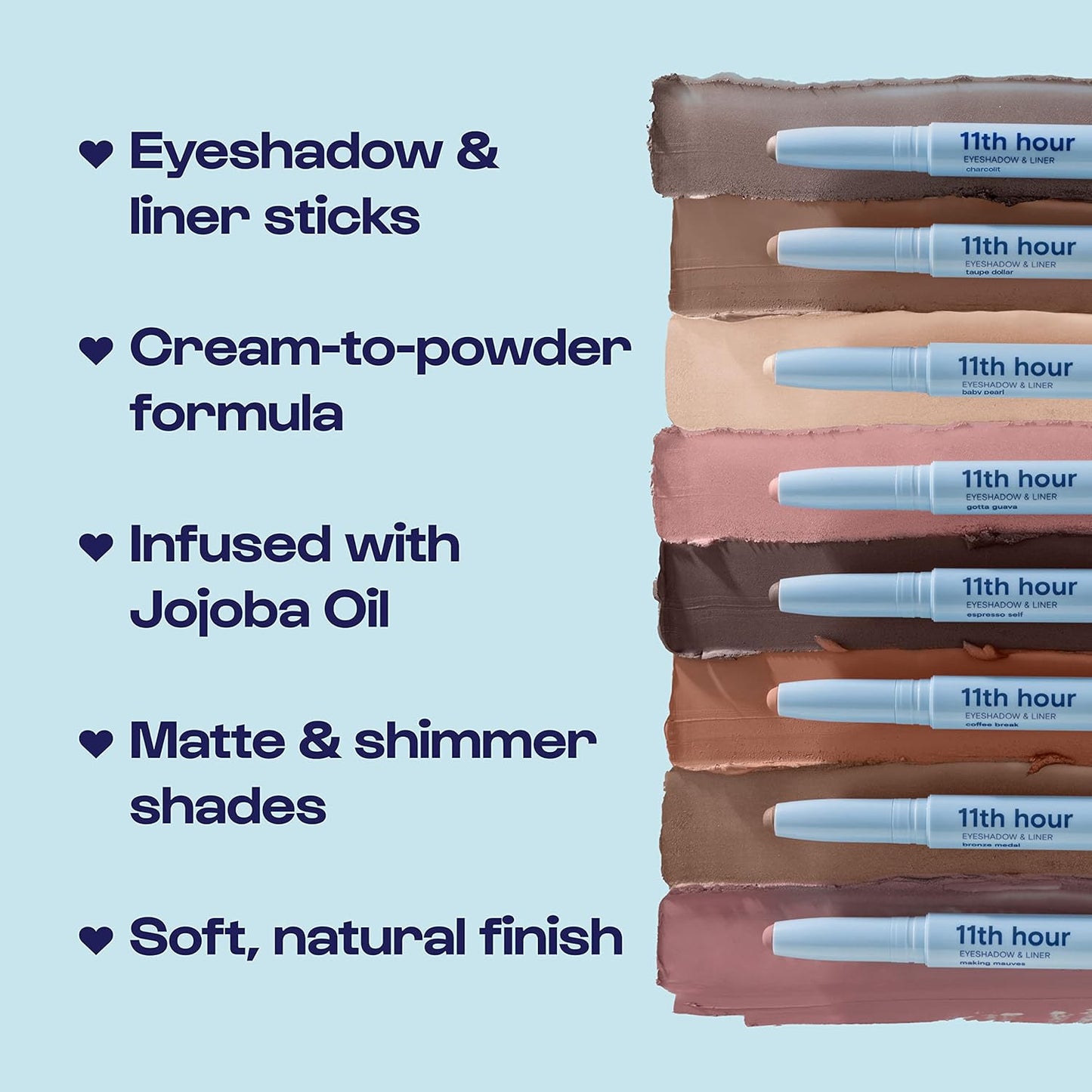 11th Hour Cream Eyeshadow Sticks Bundle - Waterproof, Smudge-Proof Matte Taupe & Shimmer Gotta Guava | Long-Lasting Color