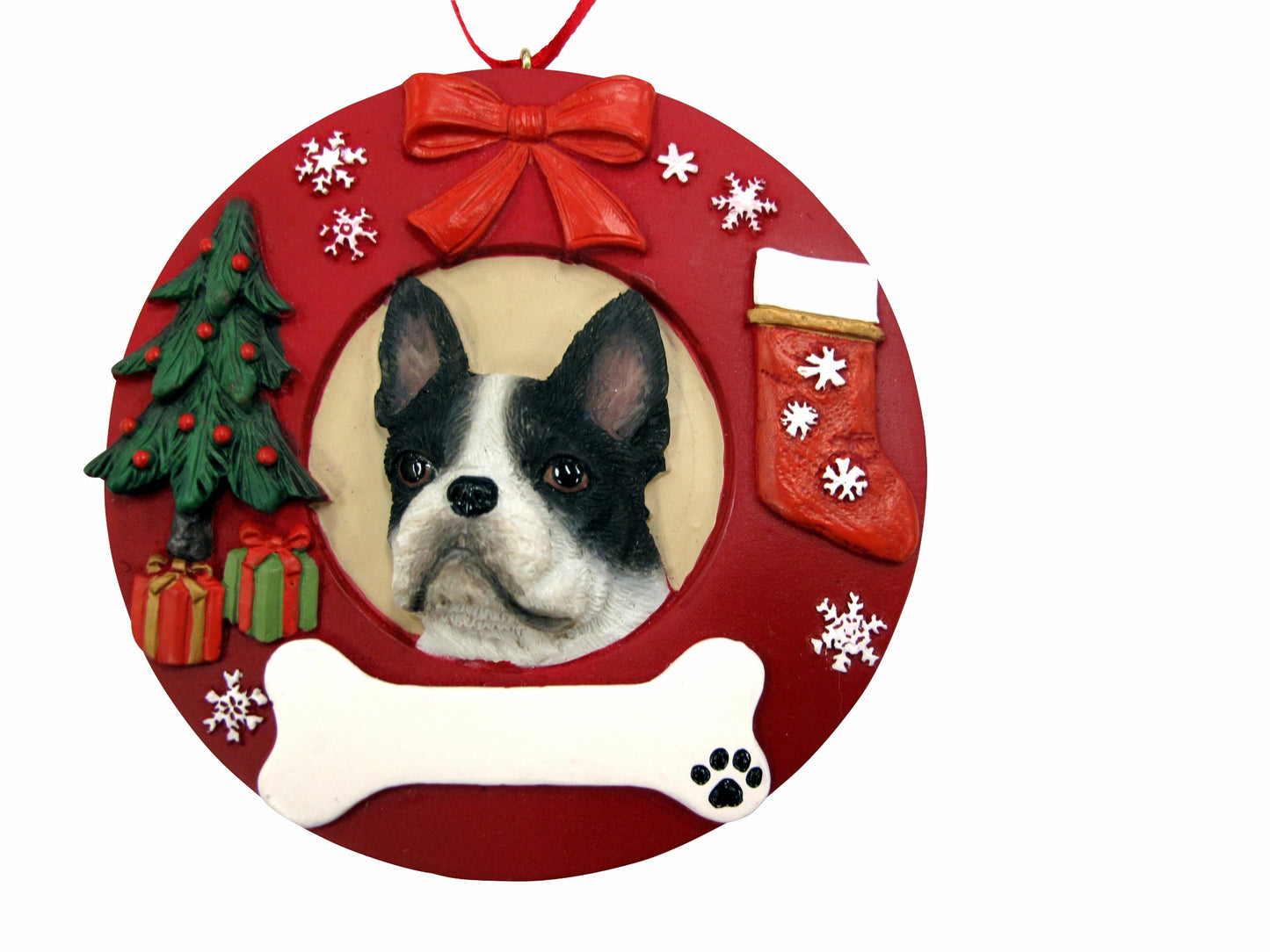 E&S Pets Boston Terrier Personalized Christmas Ornament