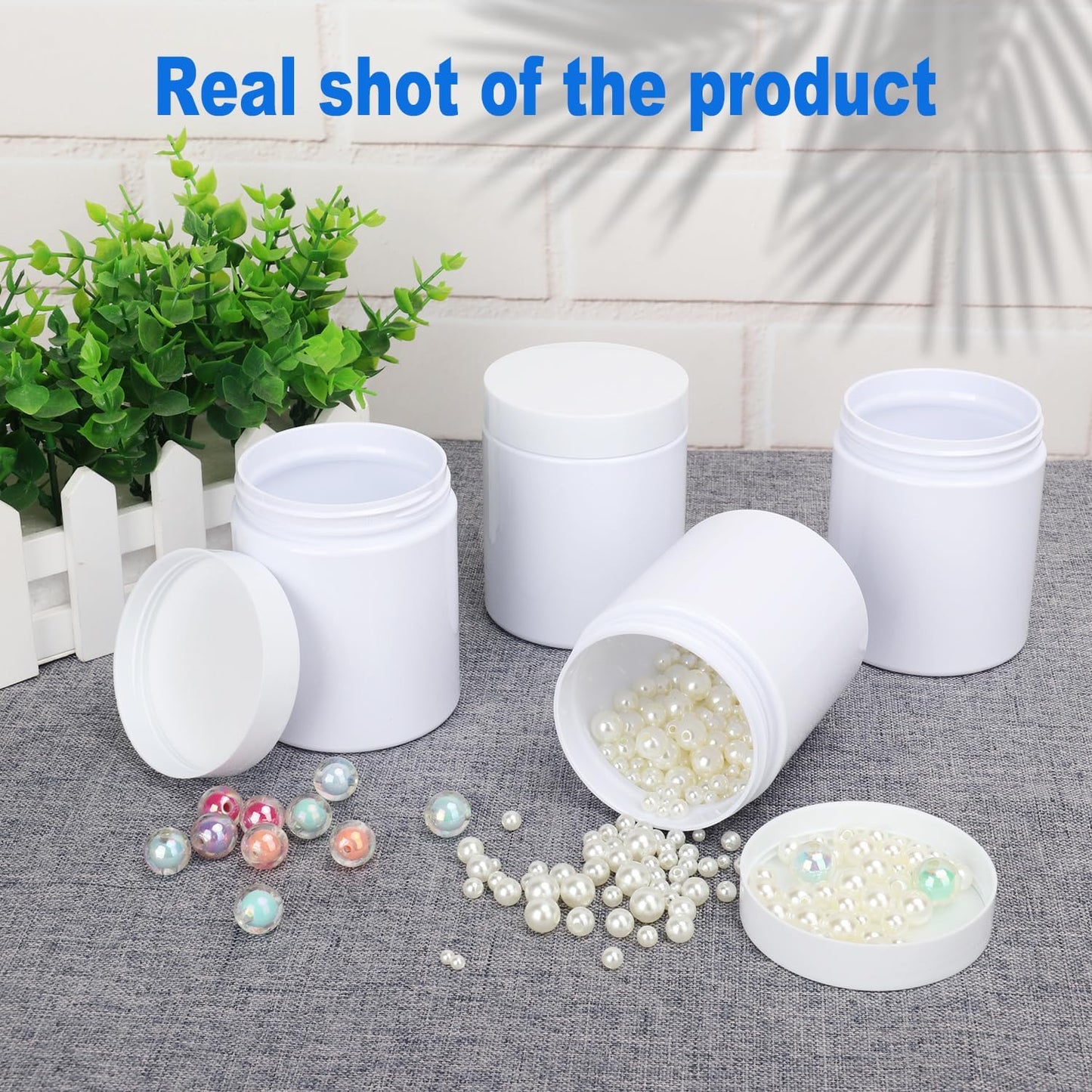 Plastic White Jars with Lids - 8 oz Wide-Mouth Cosmetic Storage for Beads, Lotions, Creams | 47 Packs