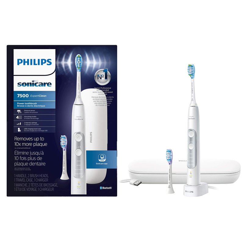 Philips Sonicare ExpertClean 7500 White, Rechargeable Electric Power Toothbrush, HX9690/06 (Pack of 3)