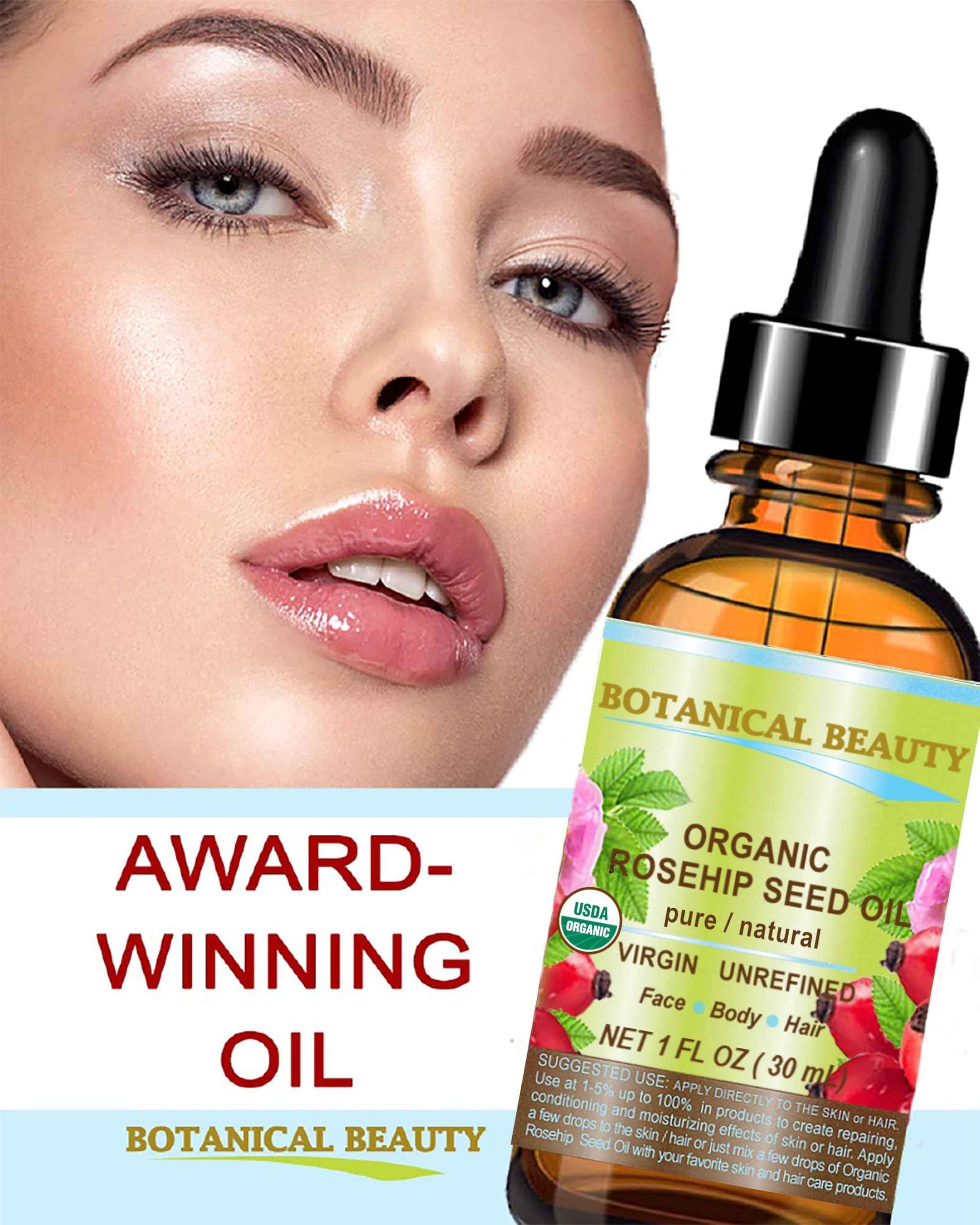 Botanical Beauty Organic ROSEHIP SEED OIL 100% Pure Natural Virgin Unrefined Cold-pressed Carrier Oil 1 Fl Oz 30 ml For Face, Skin, Body, Hair, Lip, Nails, Rich in vitamin C, Vitamin E, Anti-Aging