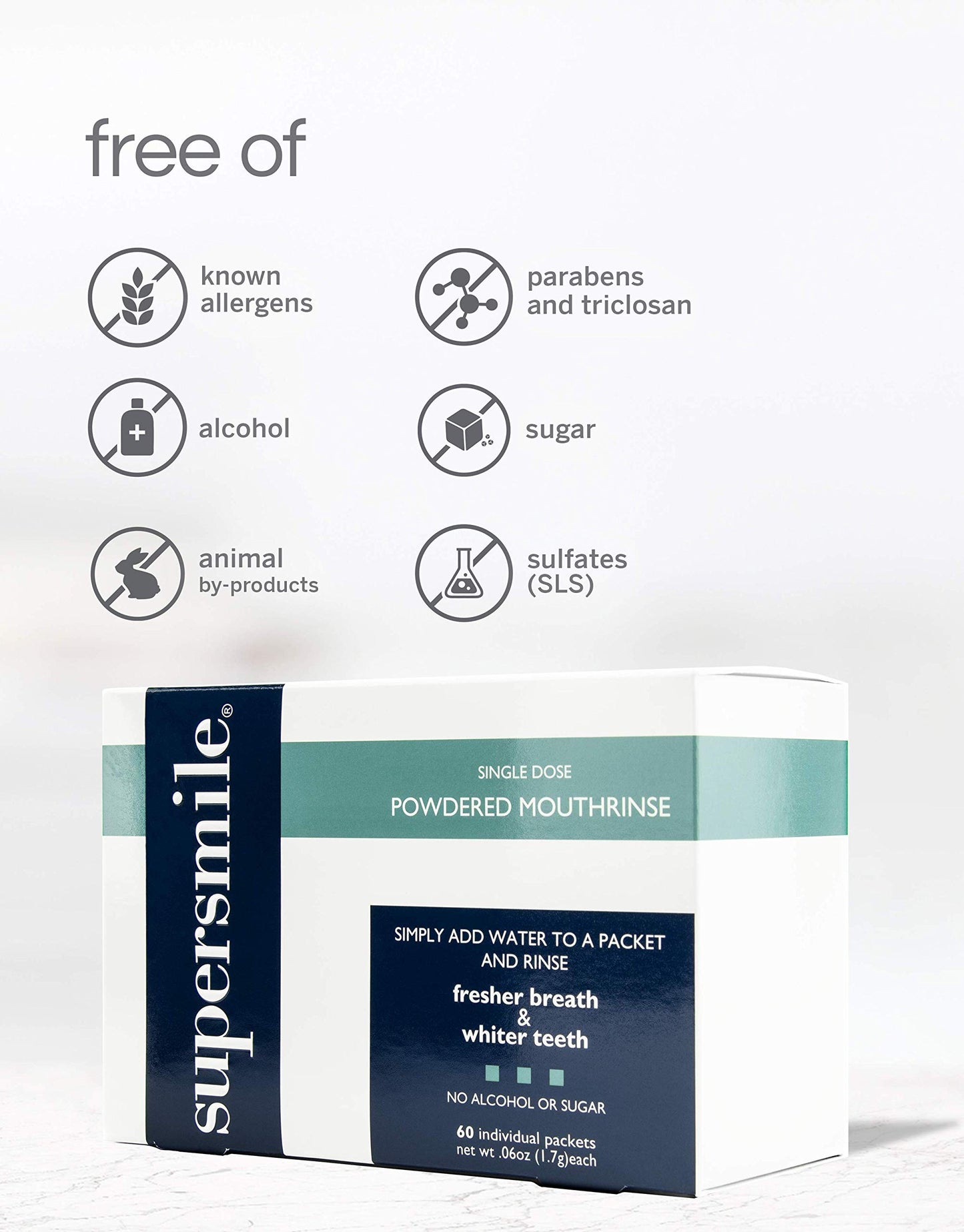 Supersmile Powdered Mouth Rinse, Fresh Mint, Alcohol-Free, 60-Count