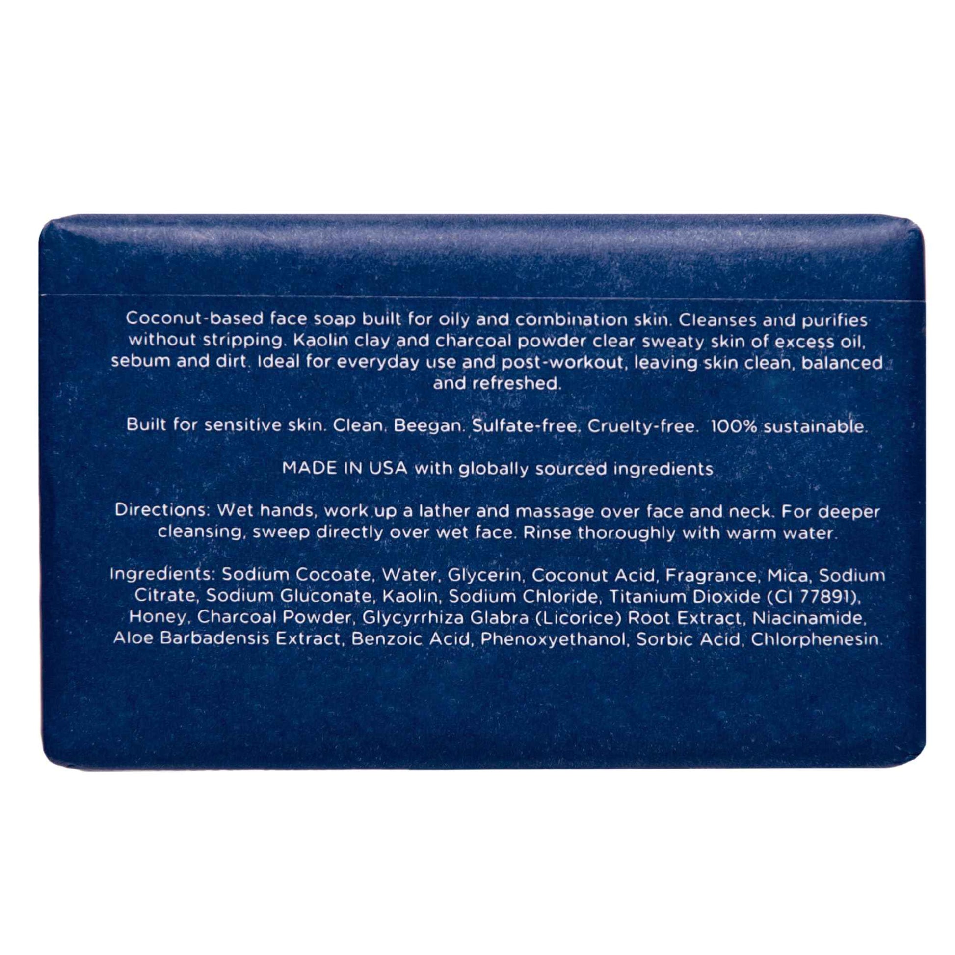 ATWATER Oil Regulator Charcoal Facial Cleansing Bar for Oily to Combination Skin, Sulfate-Free Rich Lathering Face Wash with Charcoal and Coconut - 5 oz