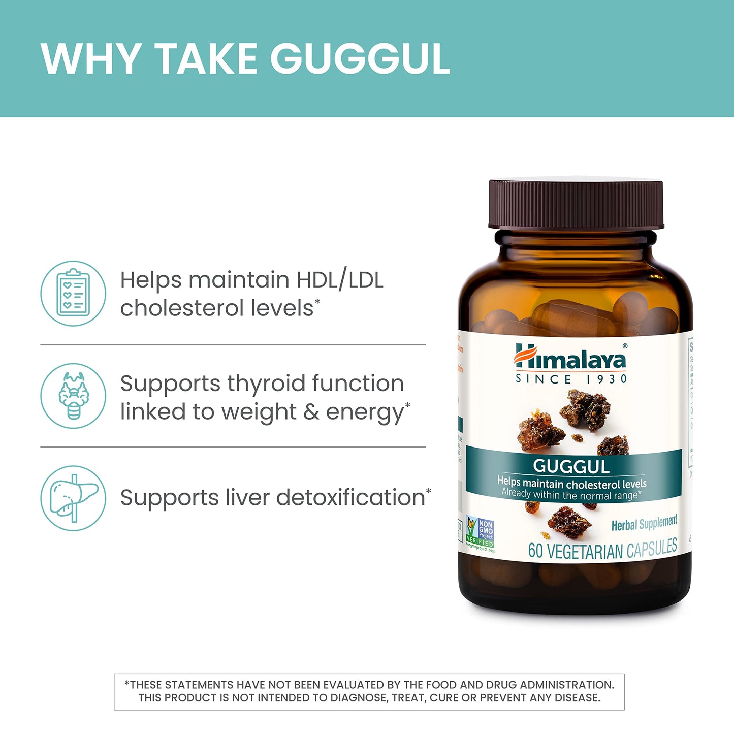 Himalaya Guggul Supplement, HDL & LDL Support,720 mg, 60 Capsules, 2 Pack