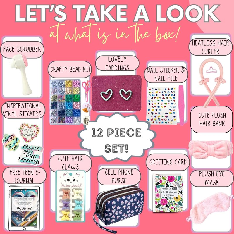 Mark and Lola's Teen Gift Box for Girls with 12 Gifts in one | Curated Tween Trendy Gifts | Birthday Box for Tween Girls, Seasonal Gifts, Reward Gifts, and Thinking of You Gift Box