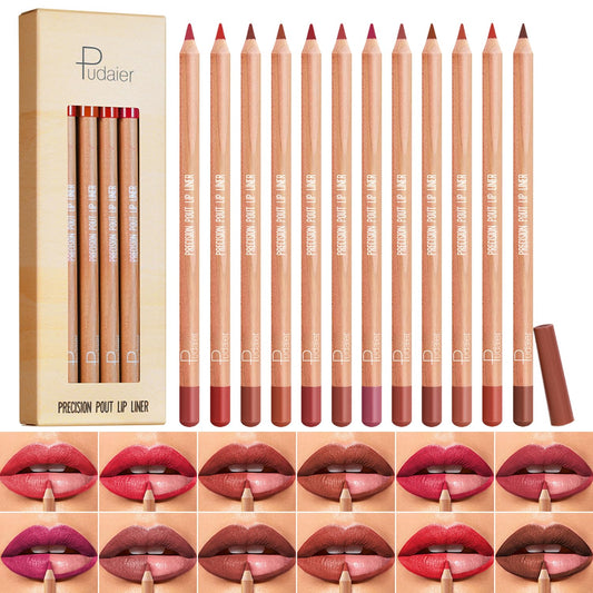 KIMIEYE 12 Colors Lip Liner Set, Matte Finish Series Lip Liners Pen, Set A