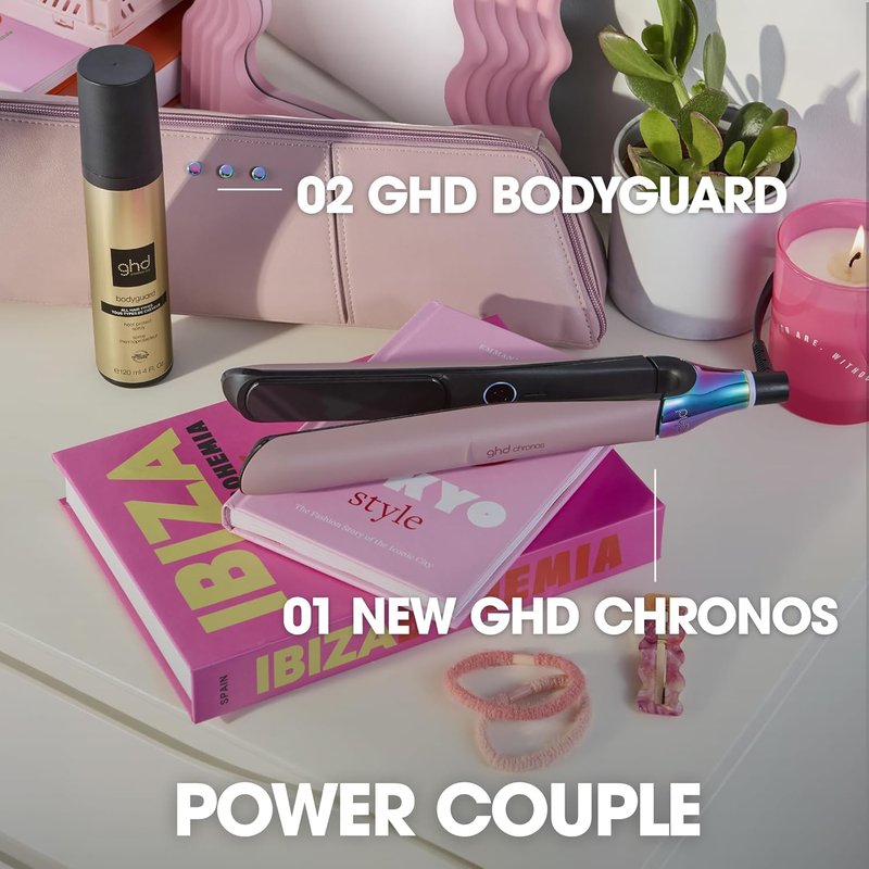 GHD Chronos Styler - 1” Smart Flat Iron Hair Straightener | HD Motion Technology, Faster Styling, Transcendent Pink