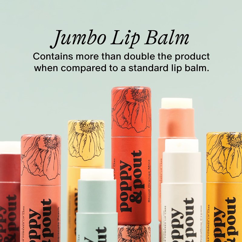 Poppy & Pout Lip Care Set | Lip Balm & Scrub | Sustainable Cardboard Tubes & Glass Jars, All Natural, Beeswax, Coconut Oil, Cruelty Free, Exfoliating & Moisturizing Lip Treatment (Pink Grapefruit)