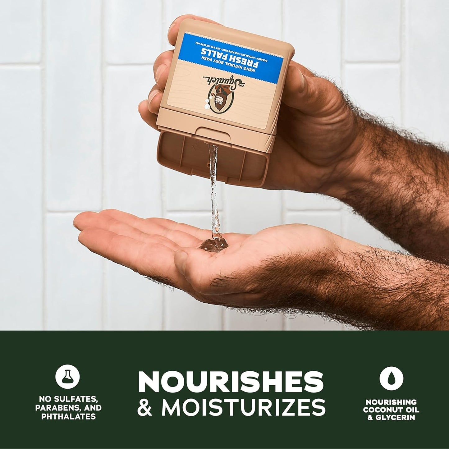 Dr. Squatch Body Wash for Men - Nourishing Natural Ingredients | Moisturizing 8 oz (3-Pack) - Fresh Falls, Coconut Castaway & Pine Tar