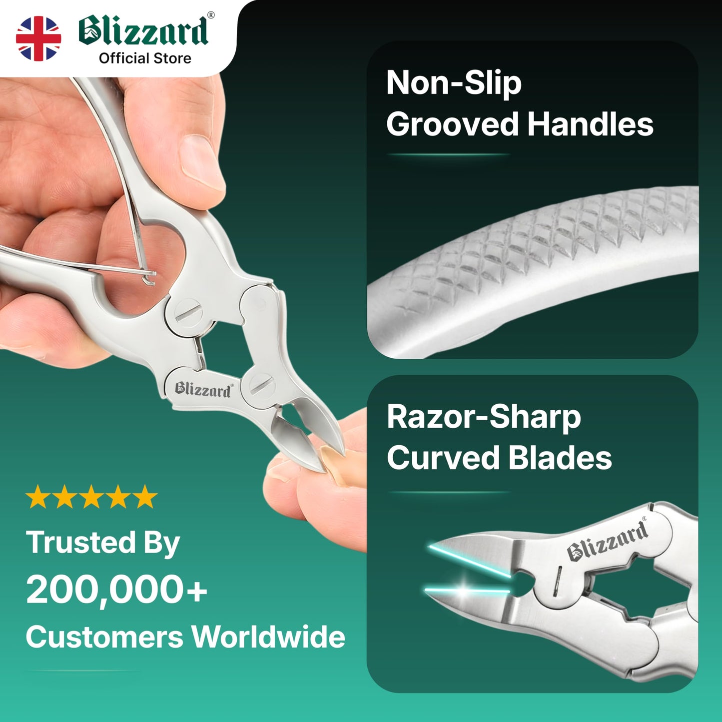 Blizzard Toenail Clippers - Podiatrist Toe Nail Clippers for Thick Nails for Seniors - German Forged Nail Cutter - Heavy Duty Double Action Nail Clippers for Men with Toenail File - 6" Double Spring