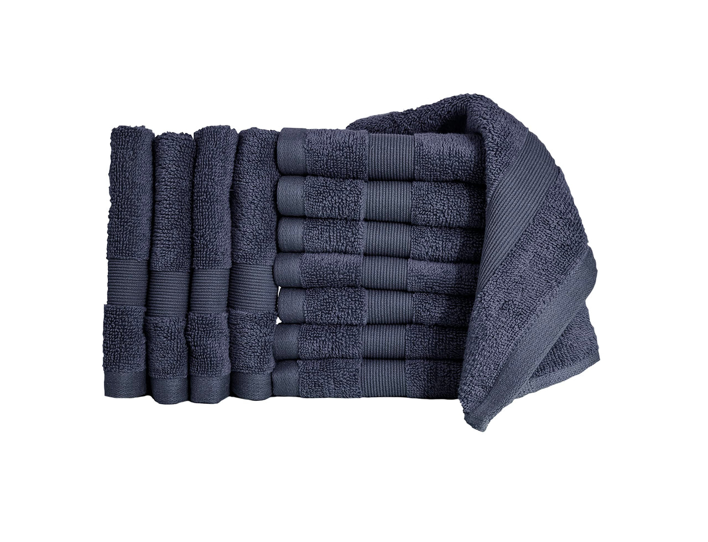 Bennett & Shea Home 12-Piece Luxury Washcloths, 100% Turkish Cotton Loops, Premium Towels for Bathroom, Highly Absorbent and Quick Dry Bath Towels, Extra Soft Towel Set, Night Sky