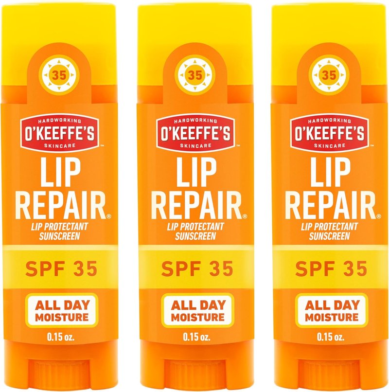 O'Keeffe's Lip Repair SPF 35 Lip Balm - 3-Pack Sun-Safe Moisturizer for Extremely Dry Lips