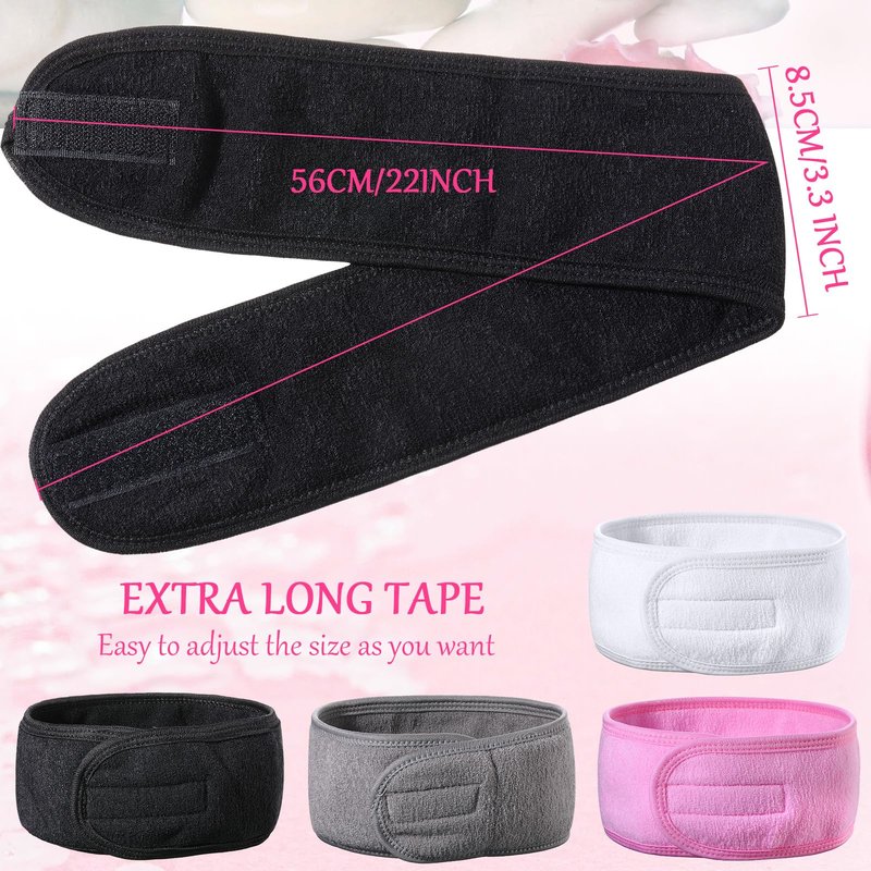 Hoteam 24 Pcs Spa Facial Spa Headband Bulk Skincare Headband Adjustable Face Wash with Tape Terry Cloth Stretch for Make Up Washing Face Shower Facial Mask Yoga