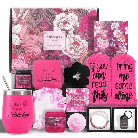 oolevassy Pink Birthday Gifts for Women, Gift Box for Women, Gift Basket for Teen Girls, Birthday Gift Sets for Sister, Mom, Girls