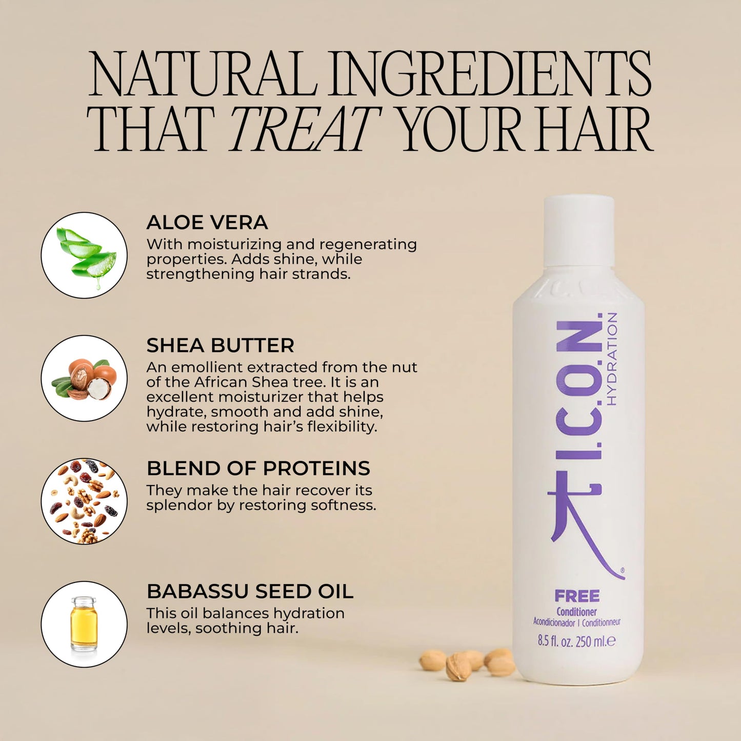 I.C.O.N. Moisturizing Conditioner, Hydrating & Restorative Conditioner for All Hair Types, Enhances Smoothness, Boosts Softness and Shine, Professional Salon Quality Product, 8.5 oz
